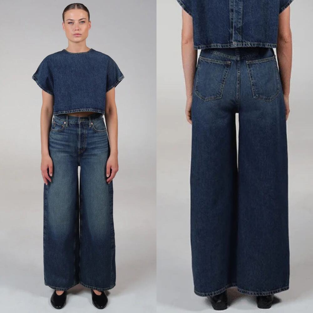 Etica Wide Leg Dark Blue Denim Jeans